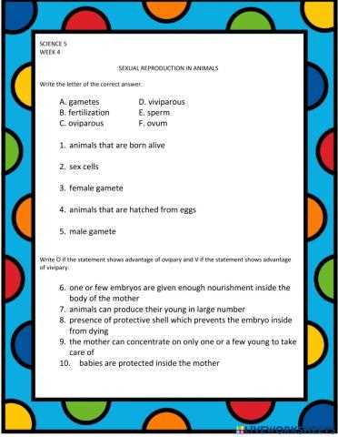 animal science reproduction worksheets