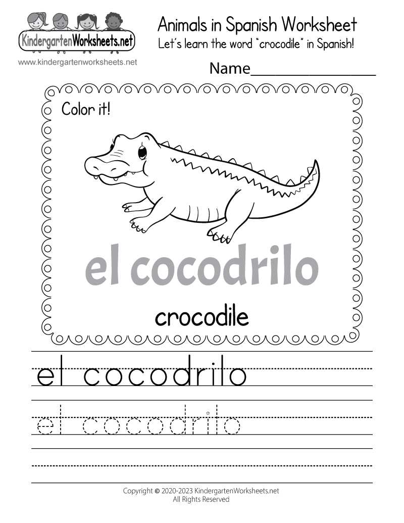 animal worksheets in spanish