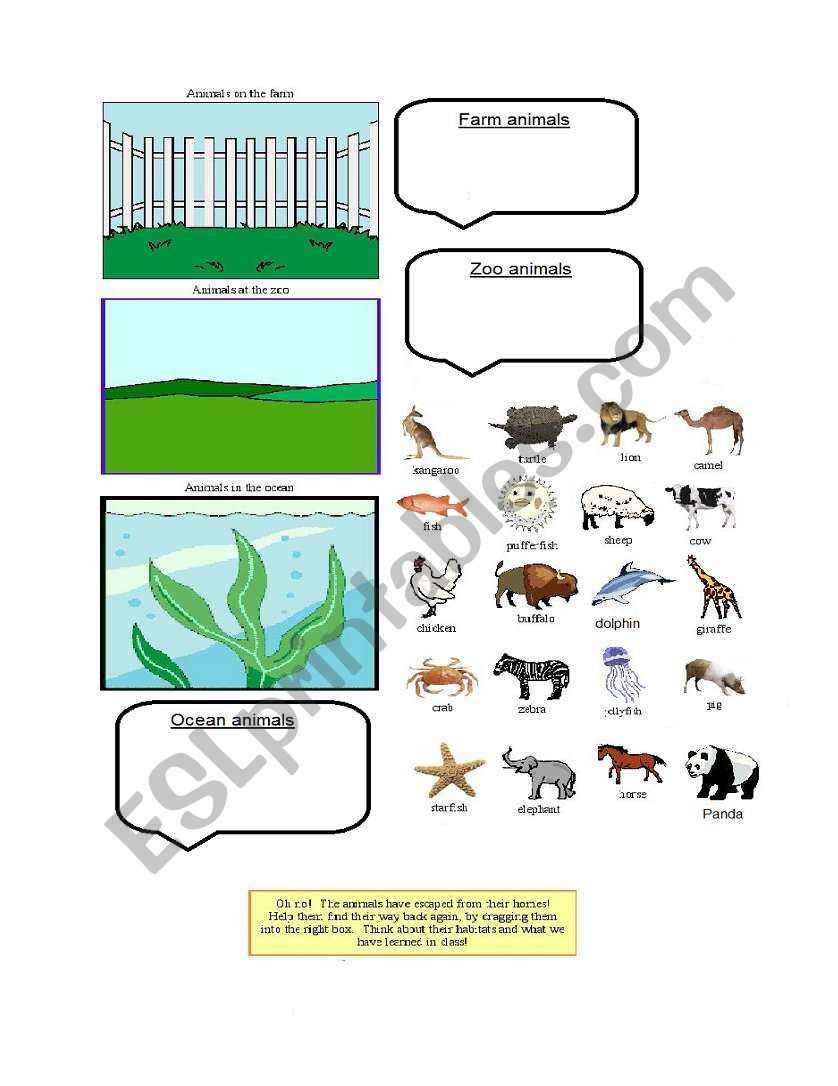 animals and their habitats ks1 worksheet