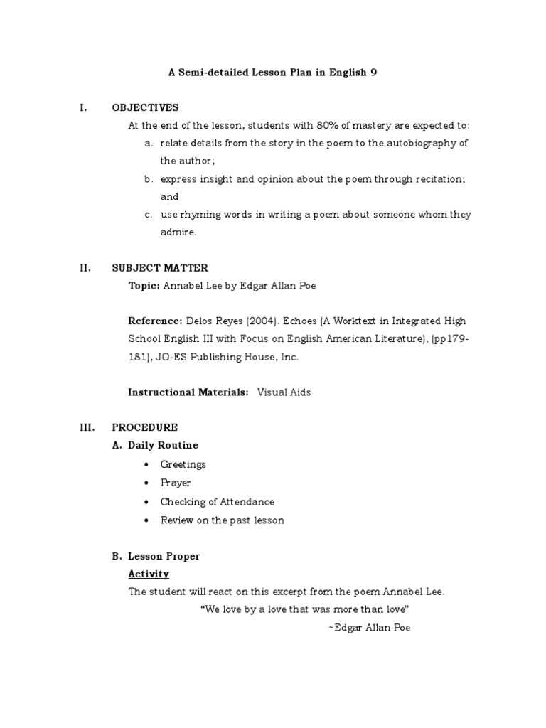 annabel lee poetry analysis worksheet