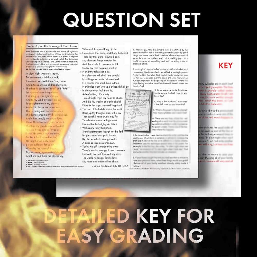 anne bradstreet upon the burning of our house worksheet