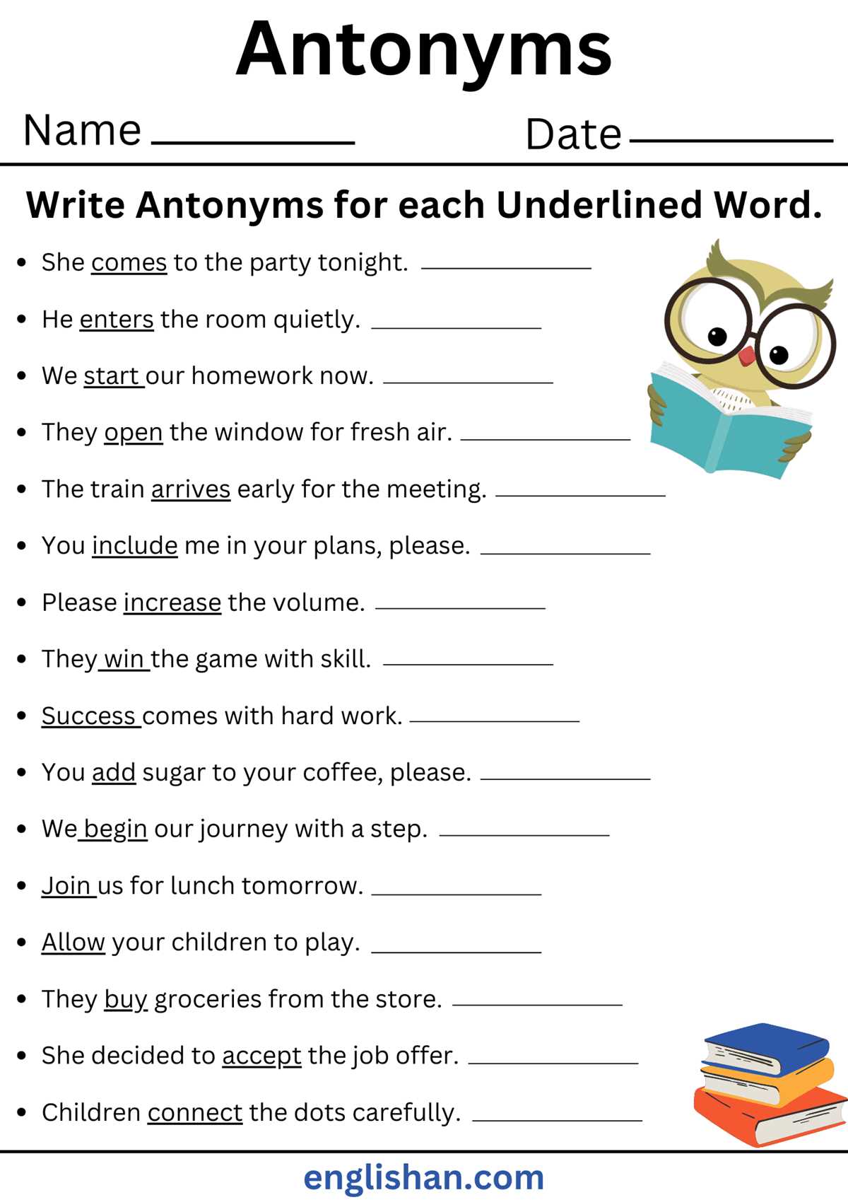 antonyms worksheet