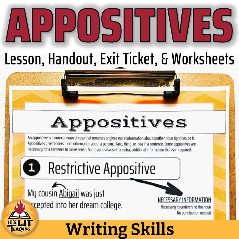 appositive phrase worksheet