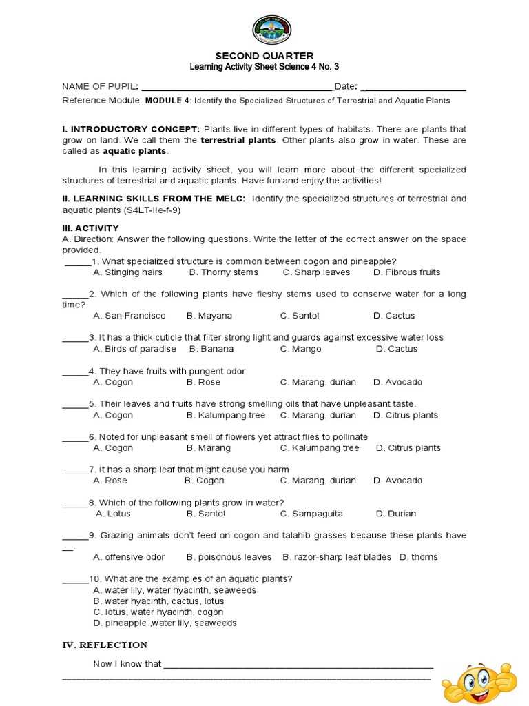 aquatic plants worksheet