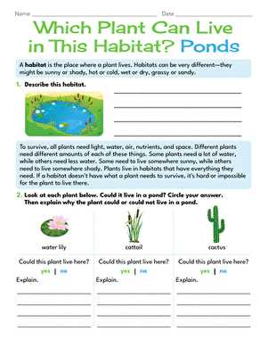aquatic plants worksheet