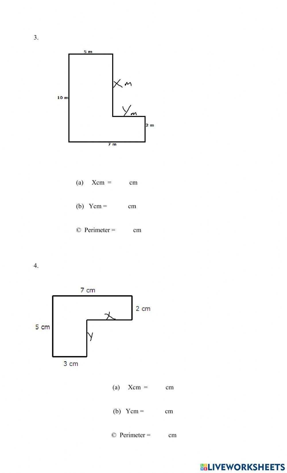 area and perimeter of irregular shapes worksheets