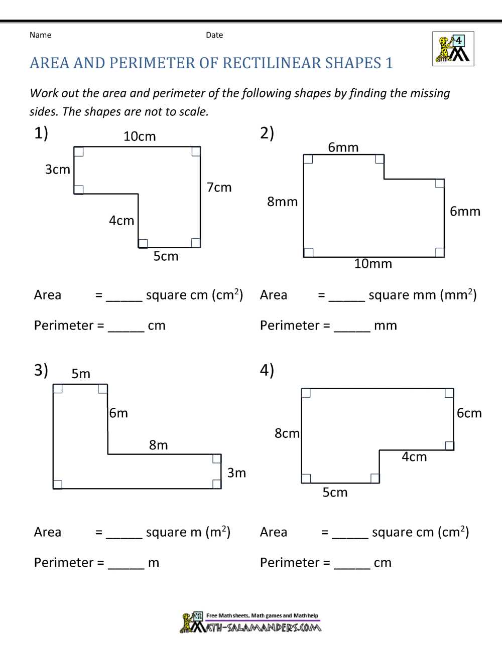 area and perimeter of squares and rectangles worksheet