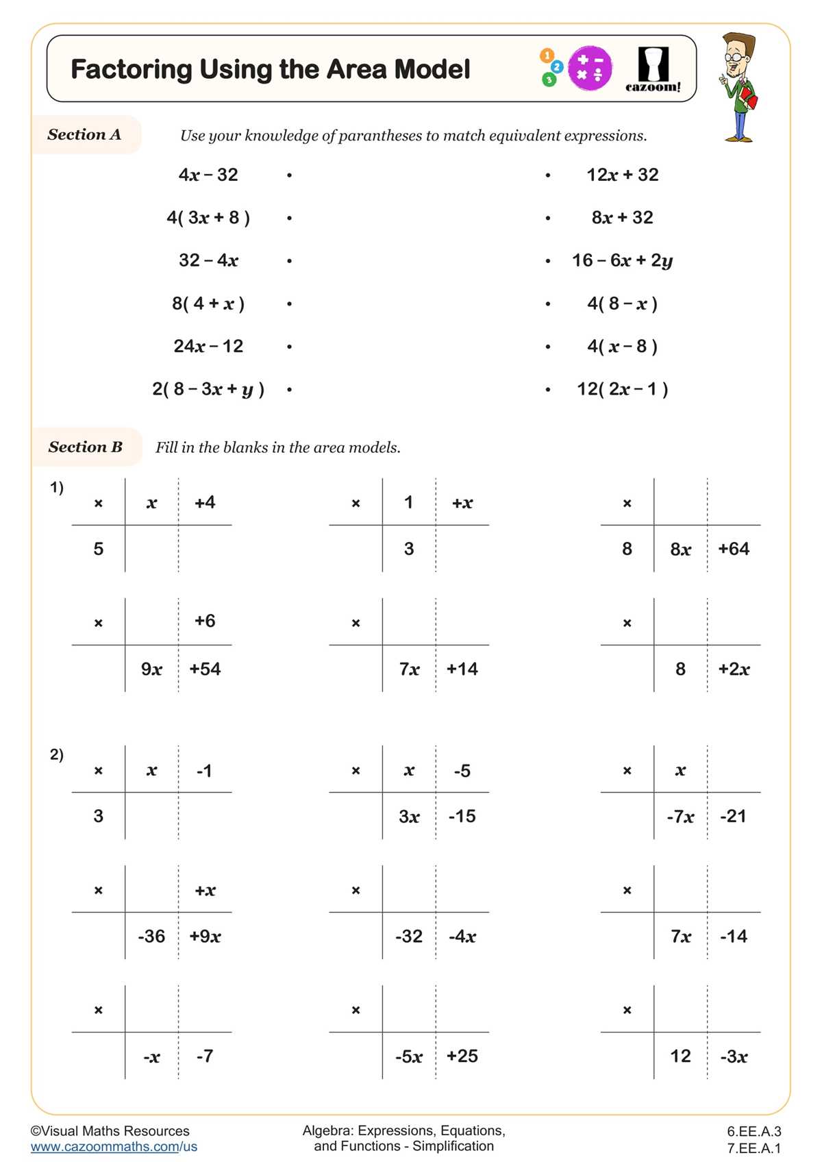 area model worksheet