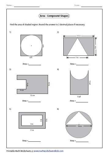 area of a composite figure worksheet