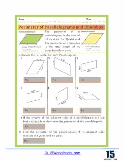 area of a parallelogram worksheets