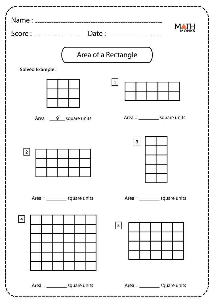 area of a rectangle worksheets