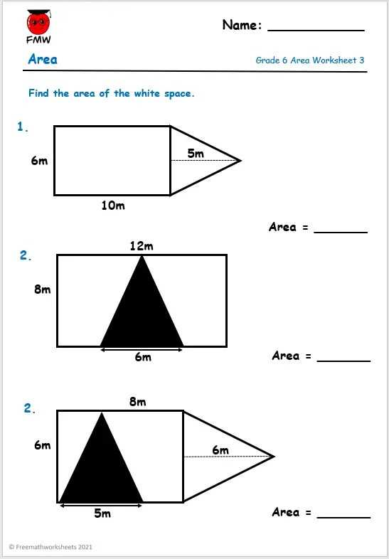 area of composite figures practice worksheets