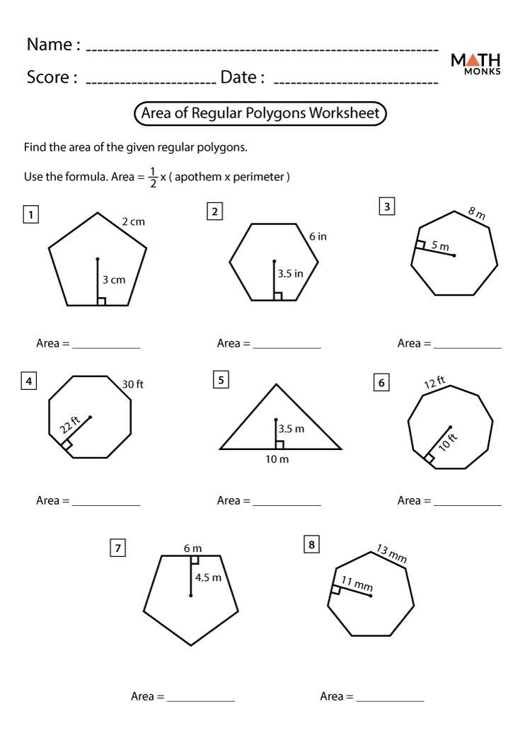 area of polygons worksheet class 8