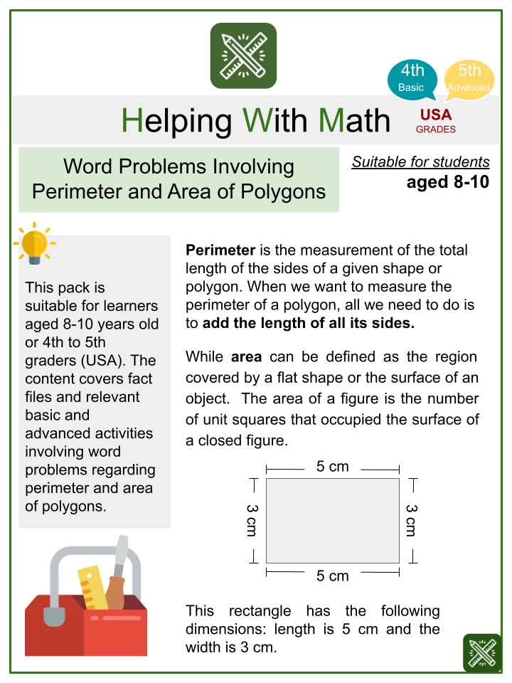 area perimeter word problems worksheet