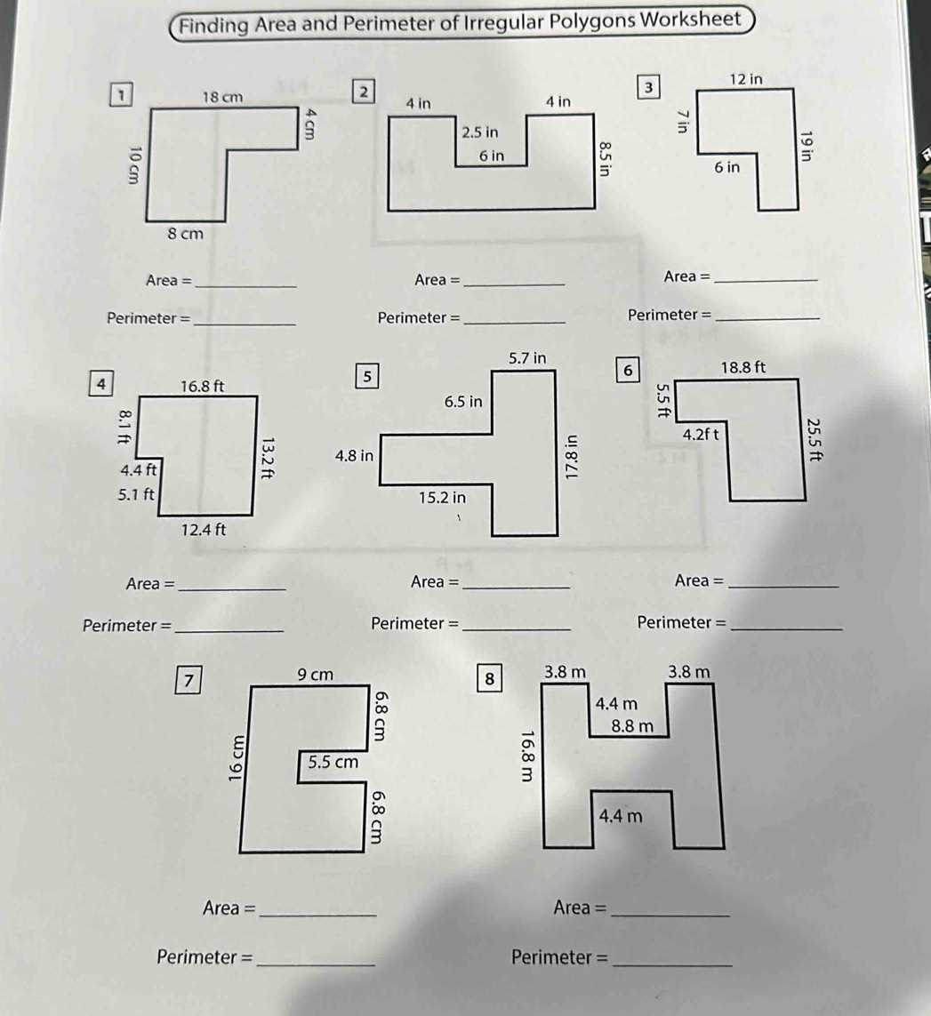 area polygon worksheet