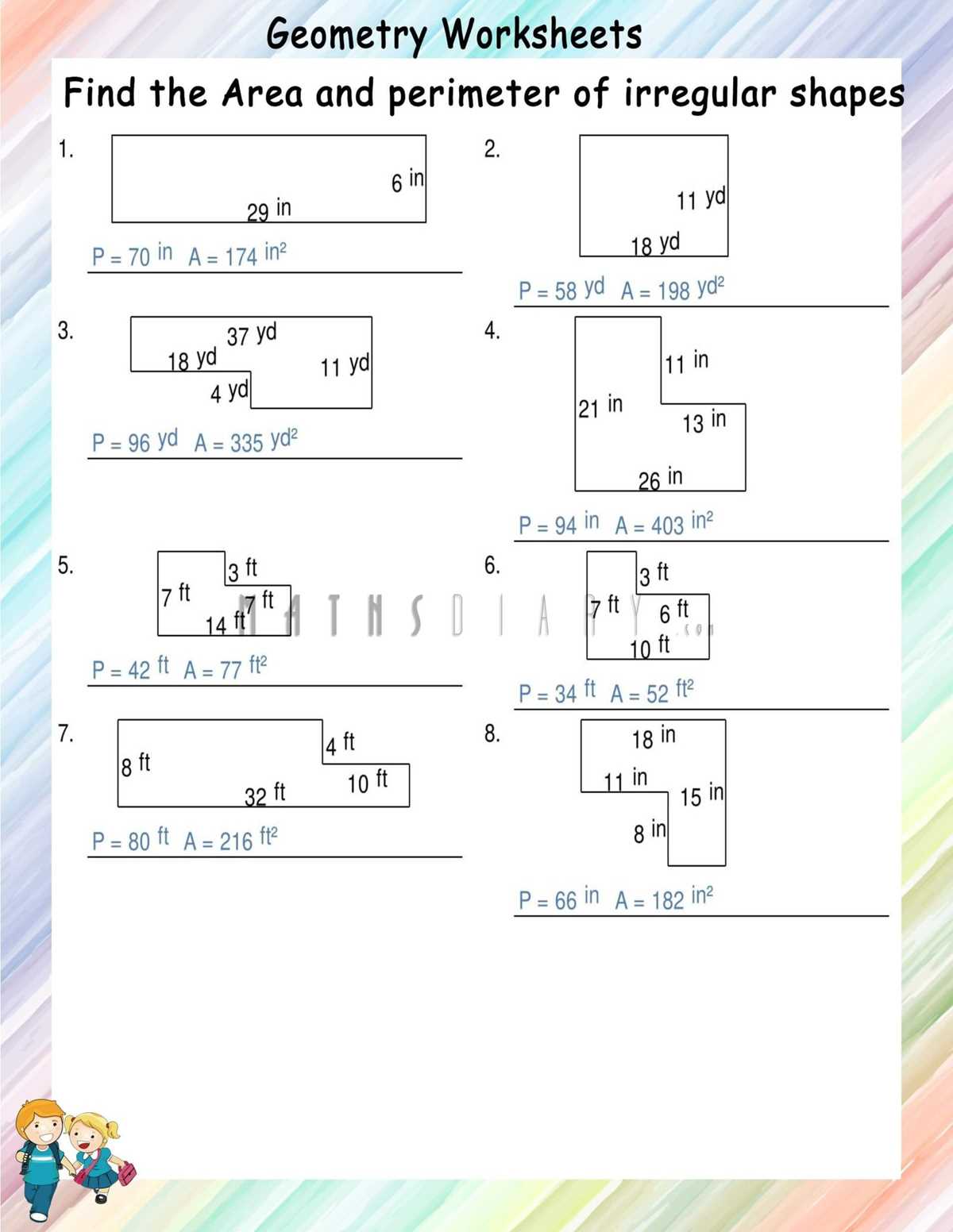 area worksheets grade 6
