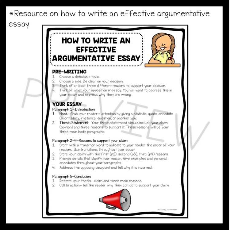 argumentative essay writing worksheet
