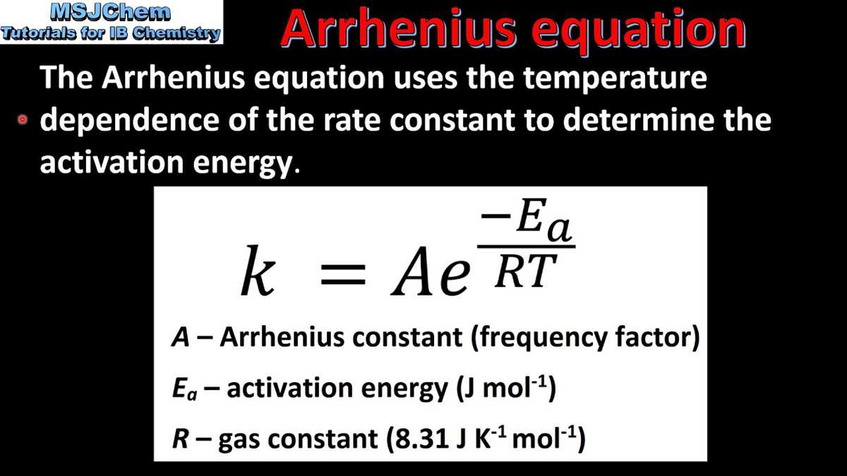 arrhenius equation worksheets