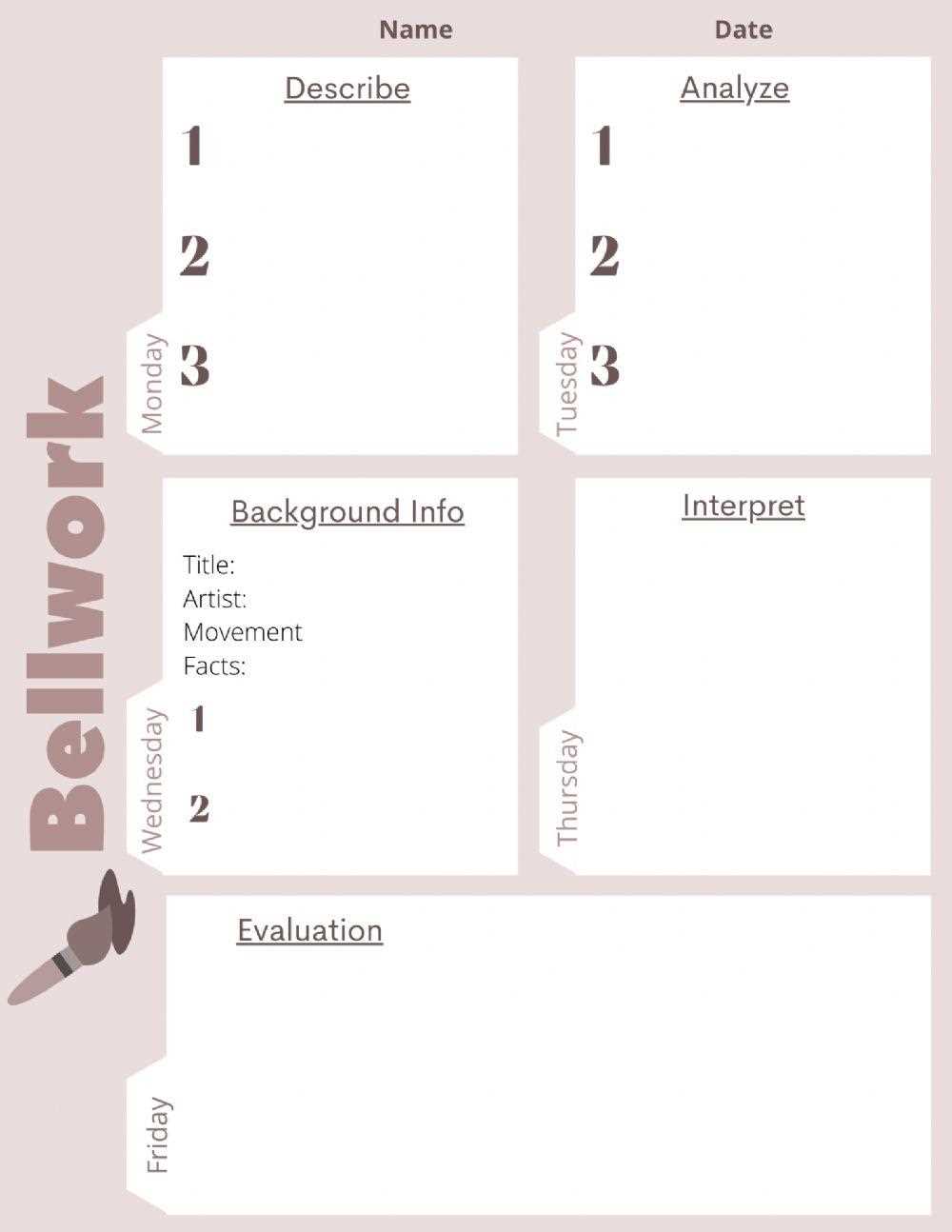 art criticism worksheet