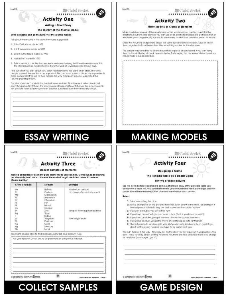 atoms molecules worksheet