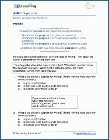 author purpose worksheets