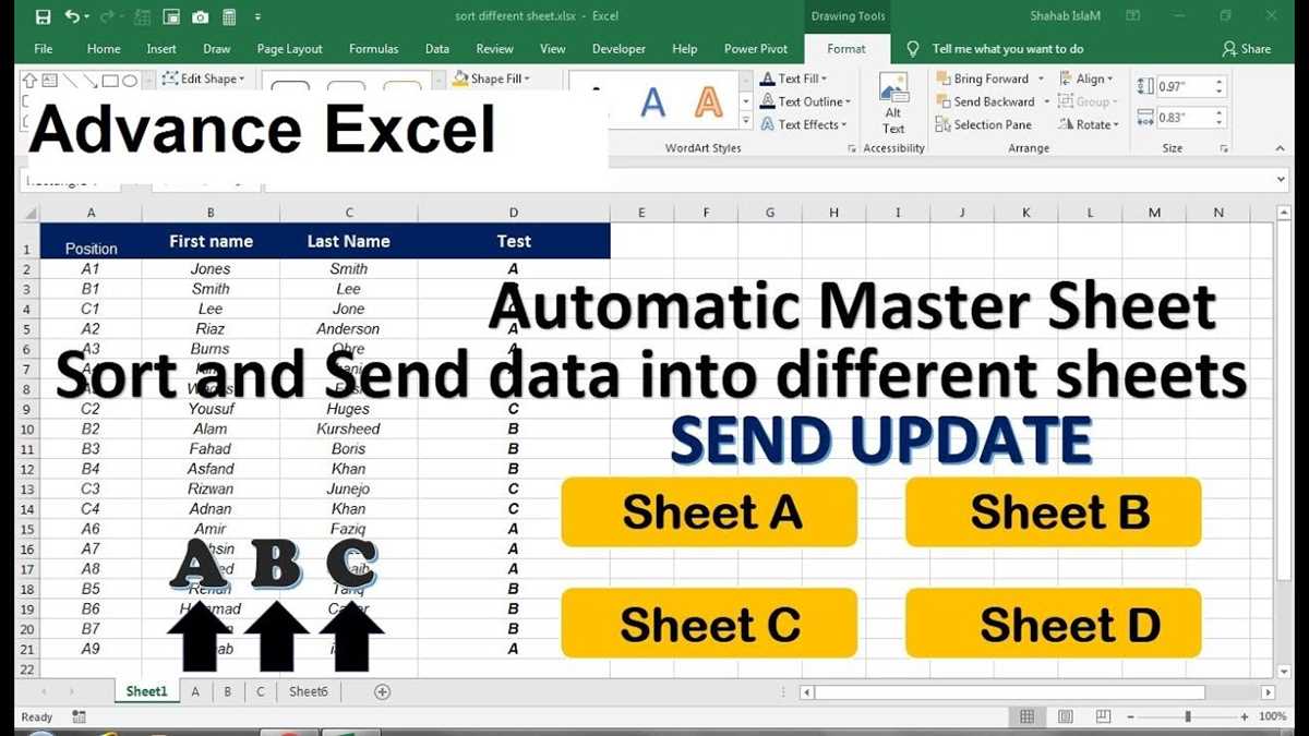 automatically update master worksheet from other worksheets