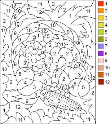 autumn color by number worksheets