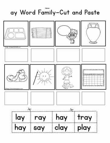 ay words phonics worksheets