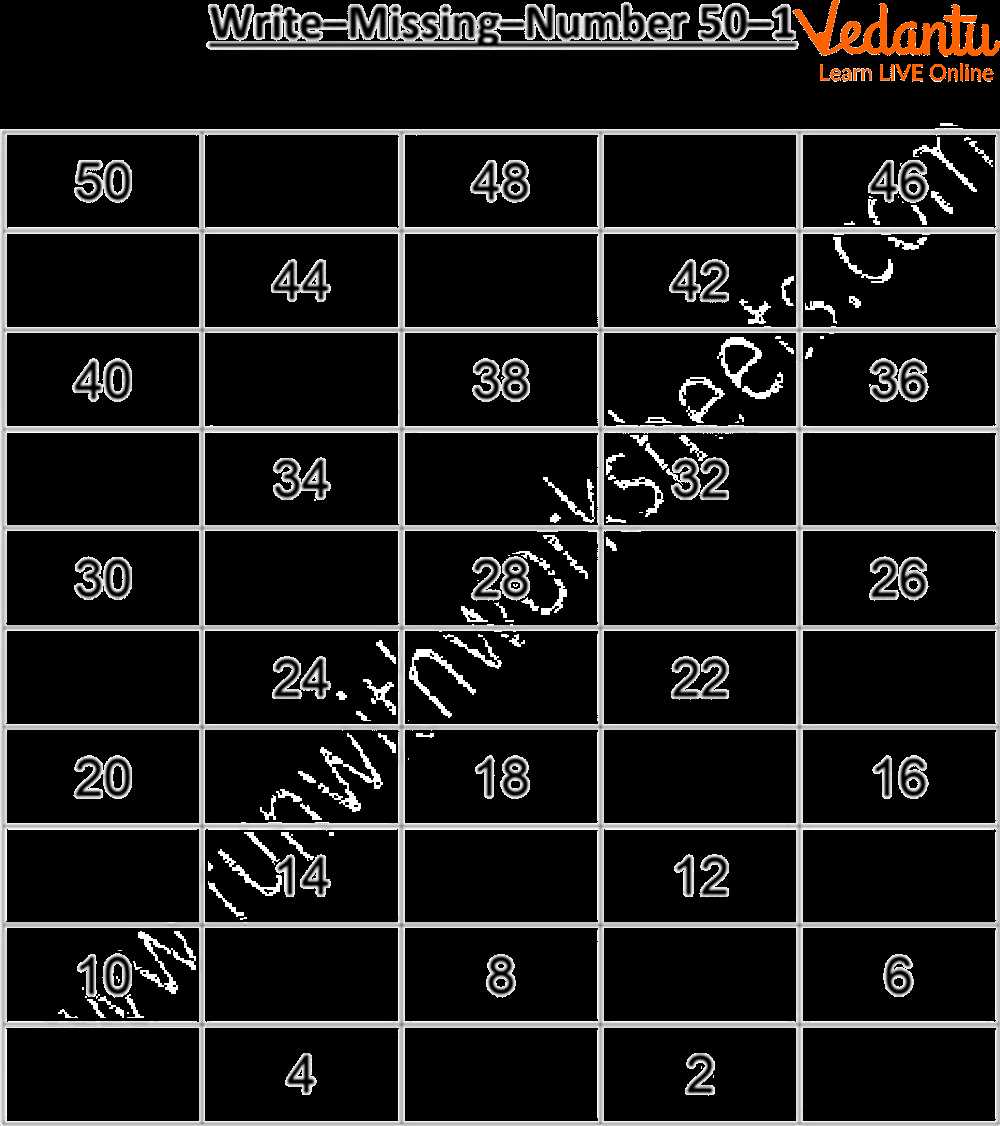 backward missing numbers worksheet