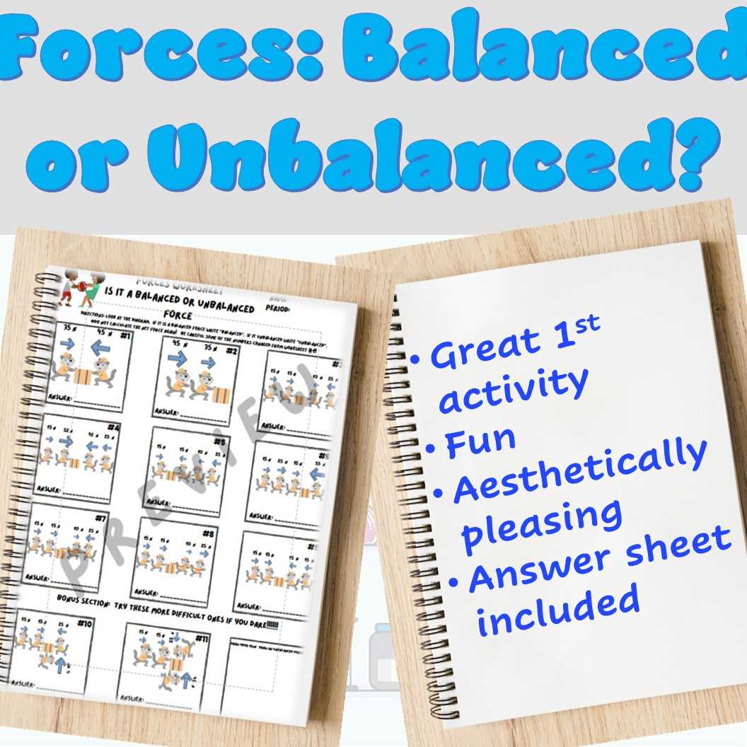 balanced unbalanced forces worksheet