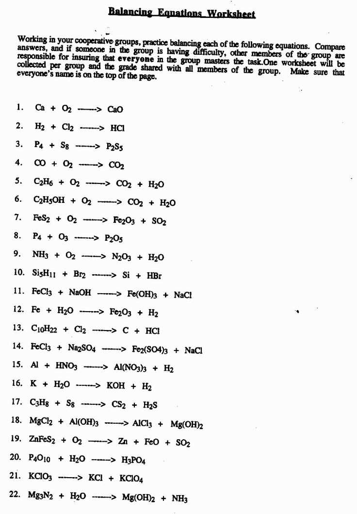 balancing chemical equations worksheet middle school balancing chemical equations worksheet middle school