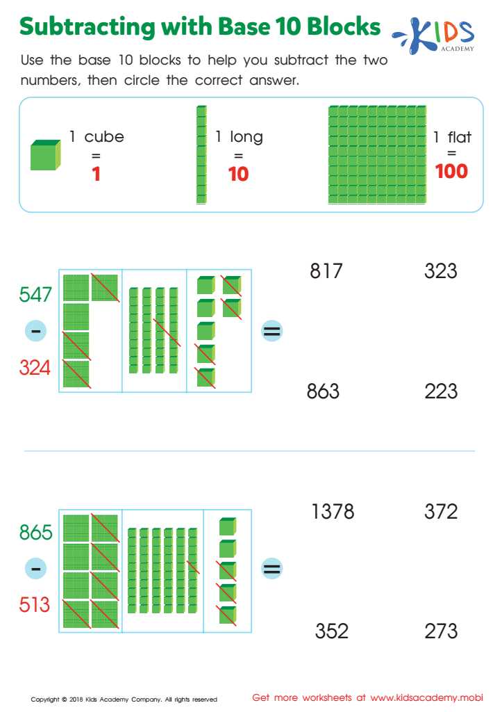 base 10 block worksheets