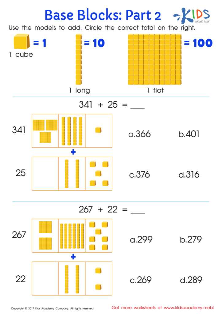 base 10 blocks worksheets