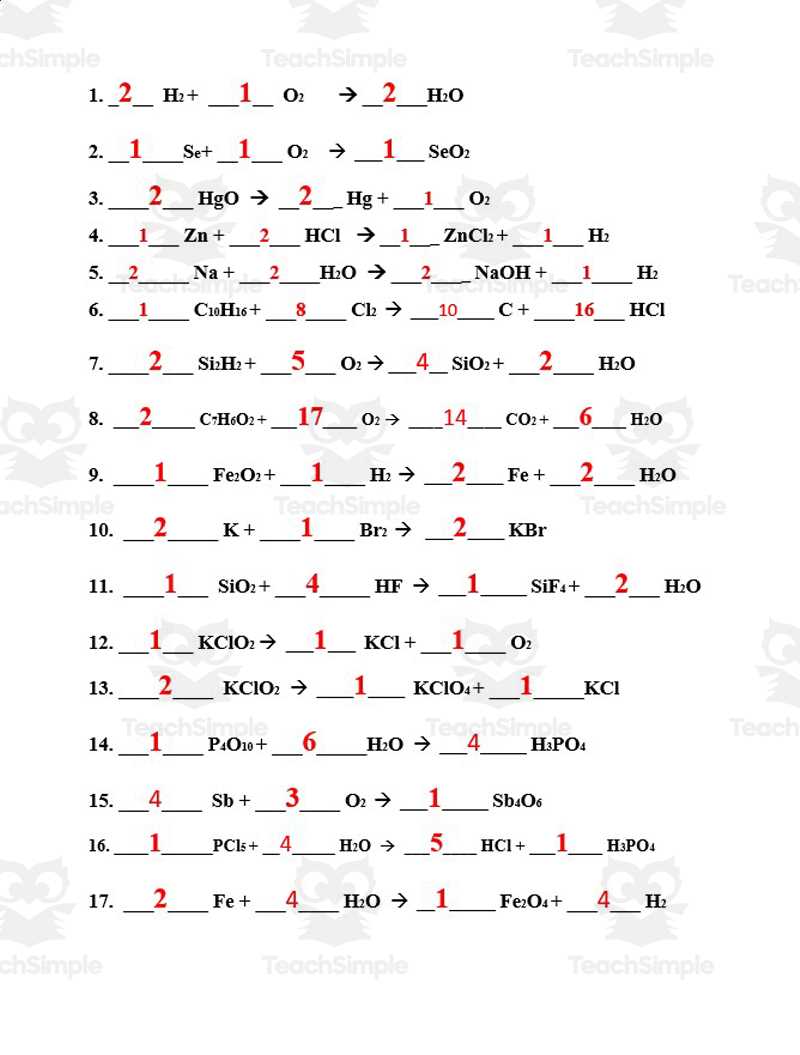 basic balancing chemical equations worksheet