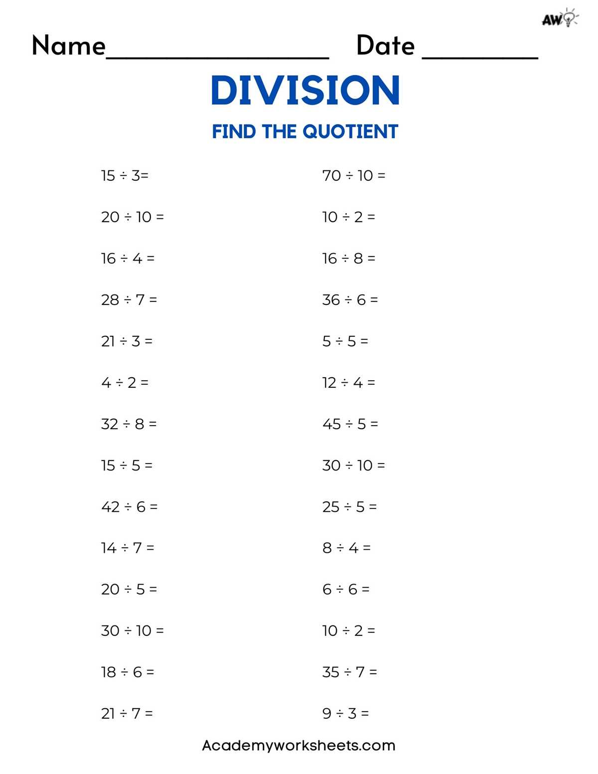 basic division worksheets