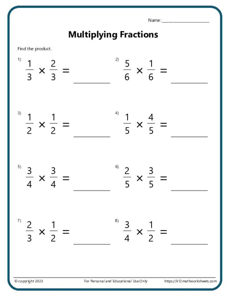 basic fractions worksheets