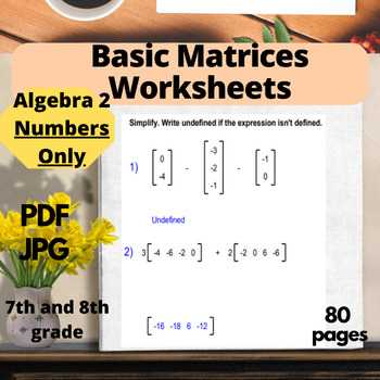 basic matrix operations worksheet