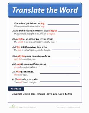 basic spanish worksheets