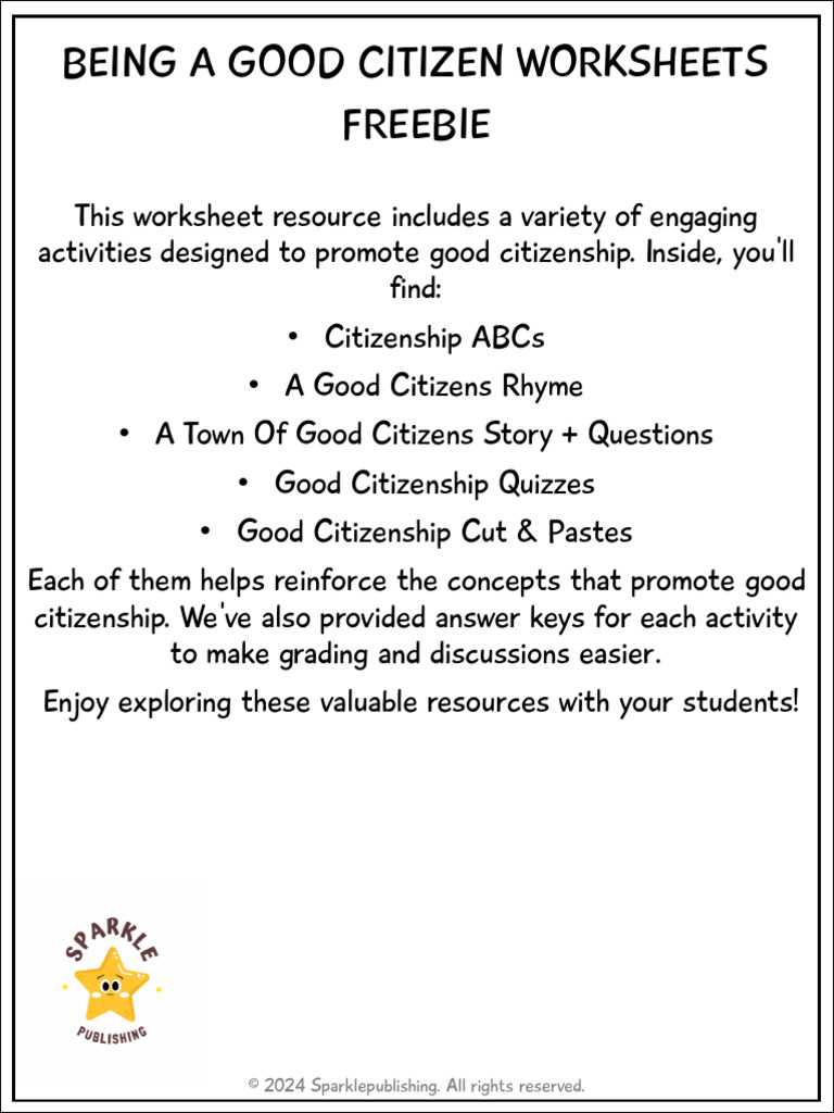 be a good citizen worksheet