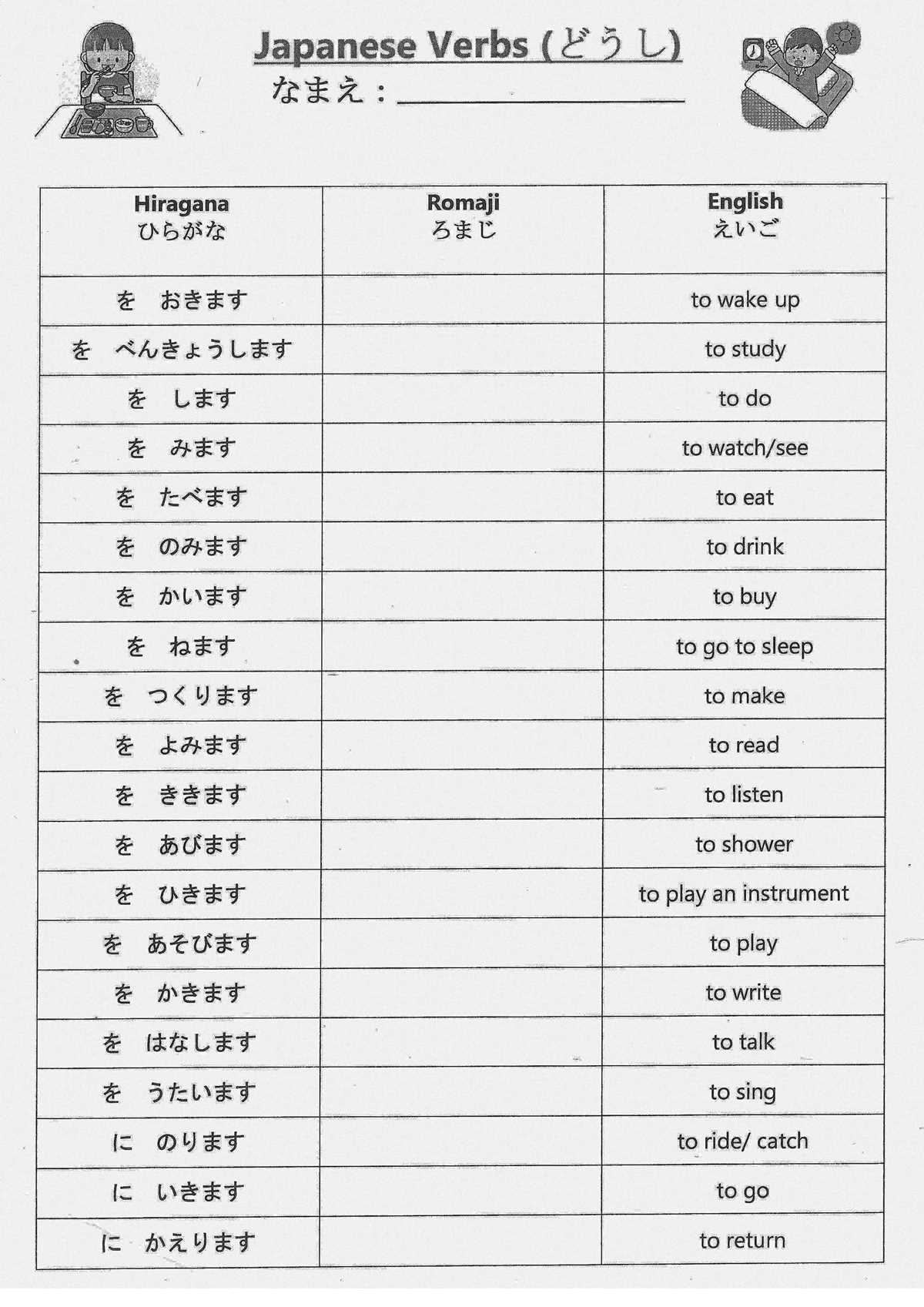 beginner printable japanese worksheets