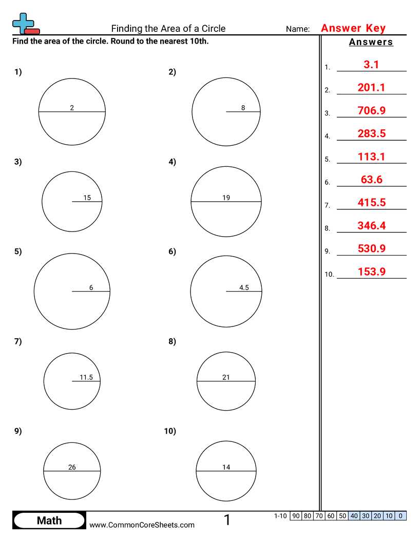 beginning area worksheets