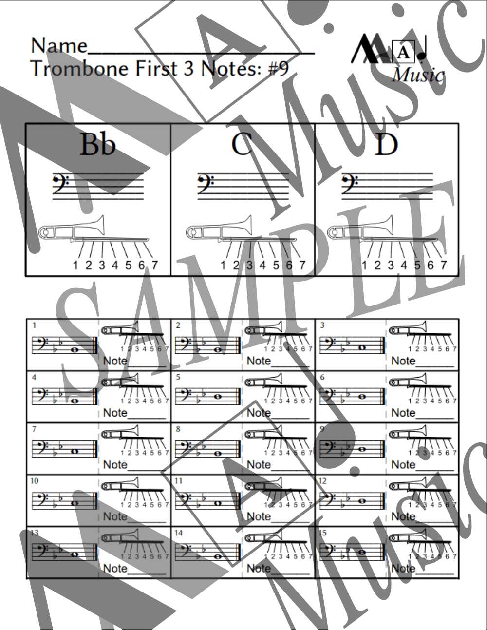 beginning band worksheets