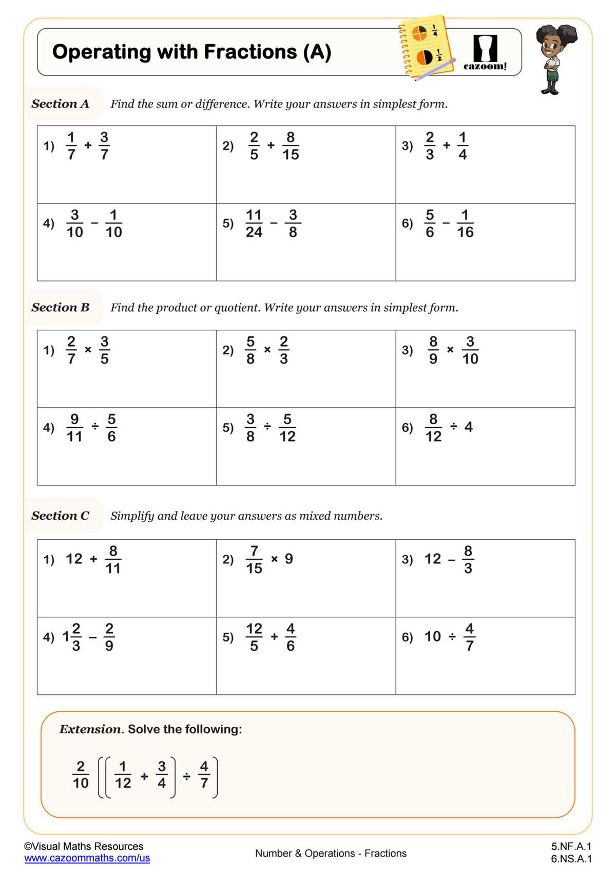 beginning fractions worksheet