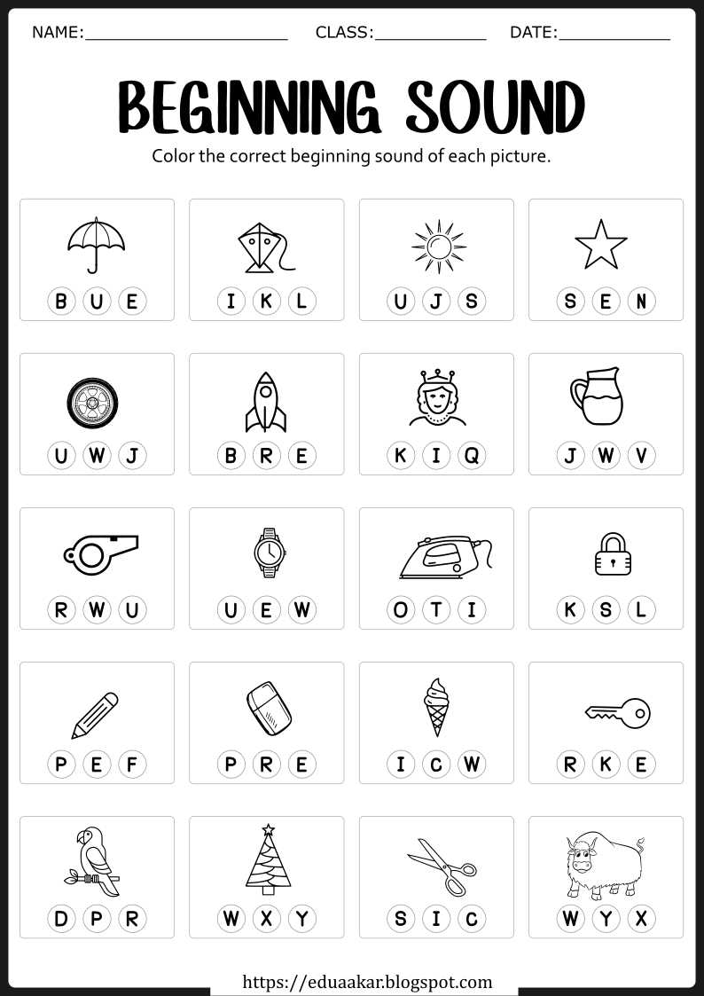 beginning sounds worksheets for preschoolers