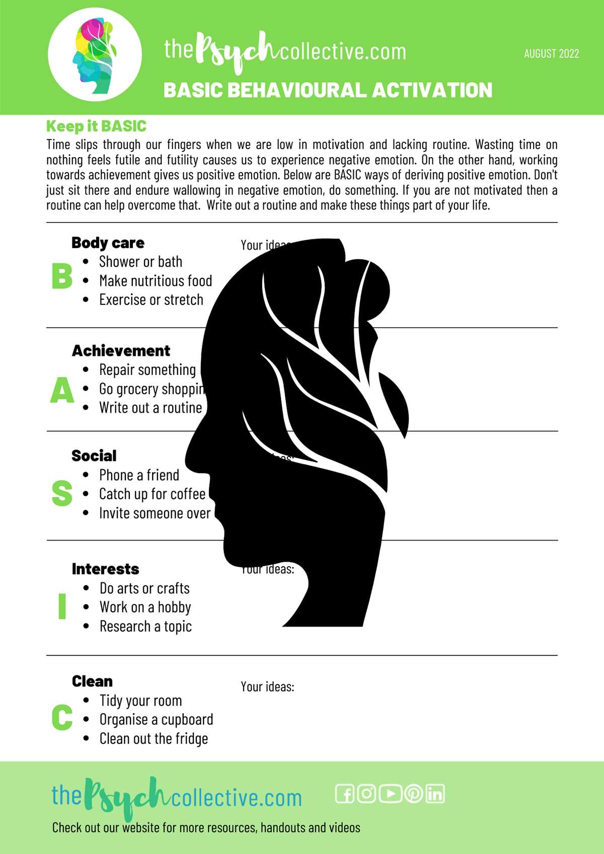 behavioural activation worksheets
