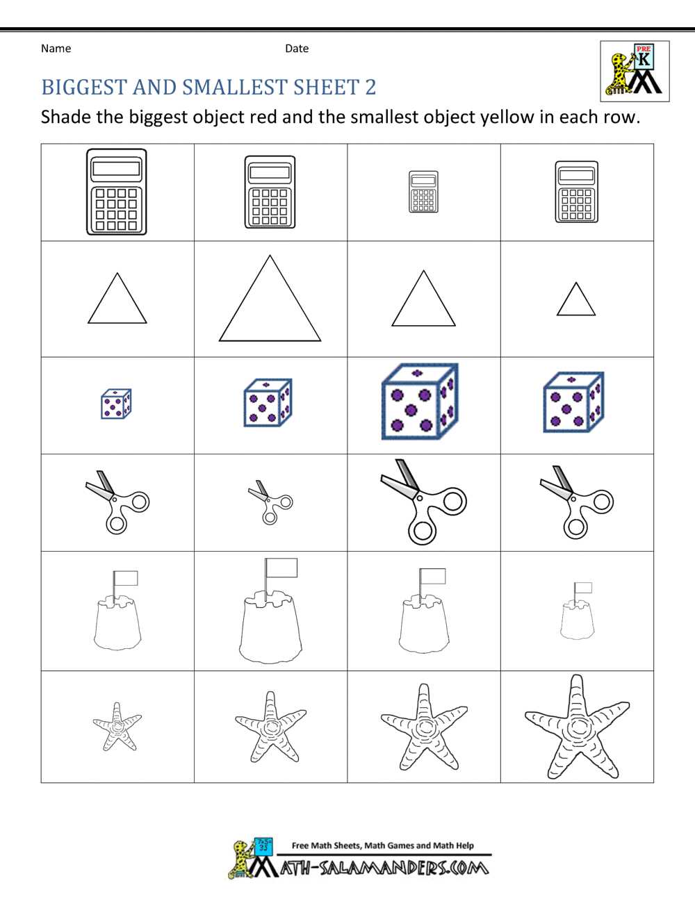 bigger and smaller number worksheet