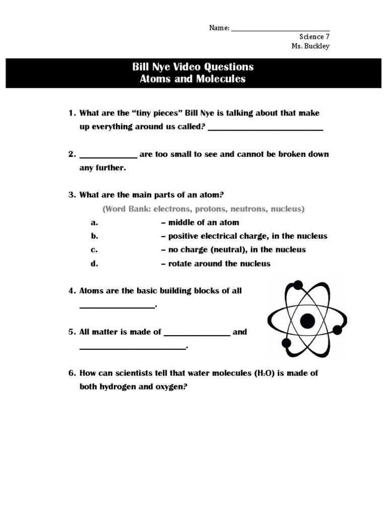 bill nye atoms worksheet key
