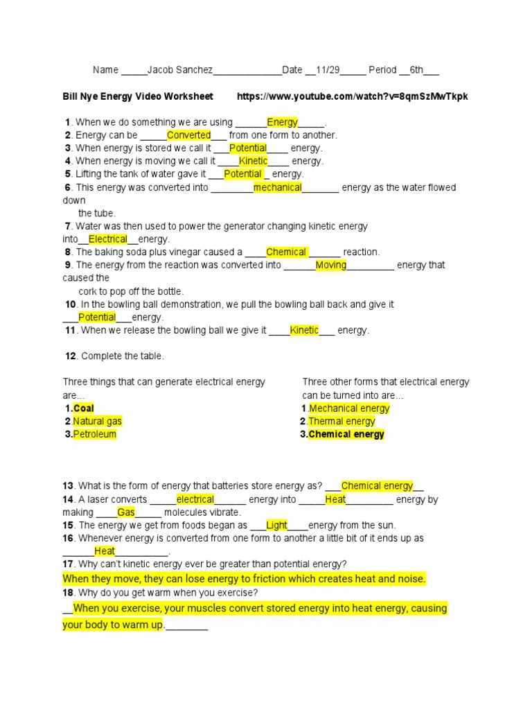 bill nye the science guy do it yourself science worksheet