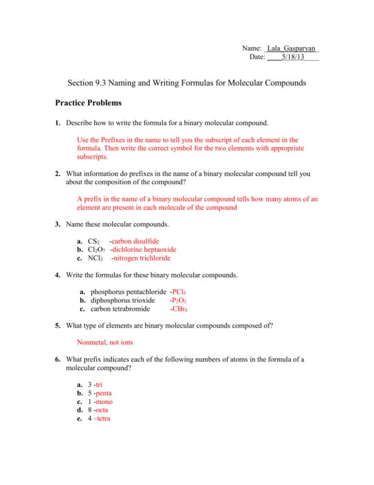 binary molecular compounds worksheet 1