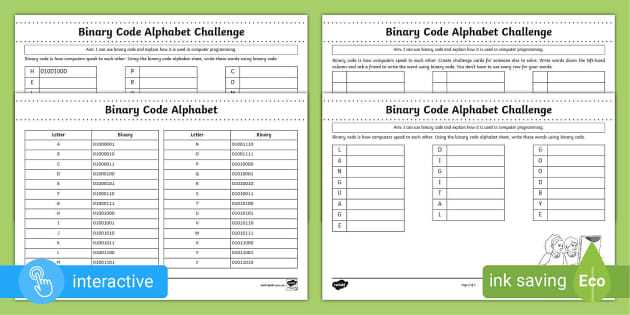 binary worksheet